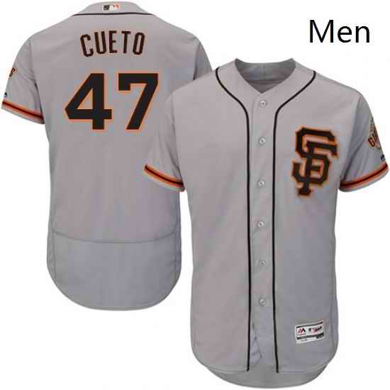 Mens Majestic San Francisco Giants 47 Johnny Cueto Grey Alternate Flex Base Authentic Collection MLB Jersey